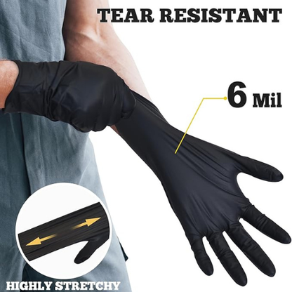 TitanFlex Nitrile Exam Gloves – Black, 6-Mil, Heavy Duty