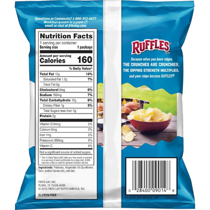 Ruffles Original Potato Chips , 1 Ounce (Pack of 40)
