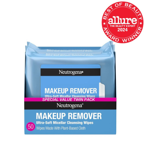 Neutrogena Micellar Makeup Remover Wipes – Twin Pack (2 x 25 ct) | Alcohol-Free