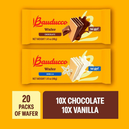 Bauducco Chocolate & Vanilla Wafer Cookies , Single Serve , 3 Layer Cream , 28.2oz (20 Pack)