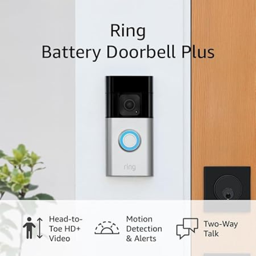 Ring Battery Doorbell Plus – HD+ Video, Motion Alerts, Two-Way Talk