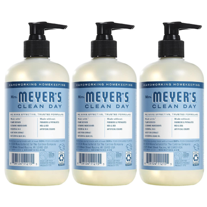 Mrs. Meyer’s Clean Day Hand Soap – Rain Water Scent | Pack of 3 (12.5 fl oz Each) |
