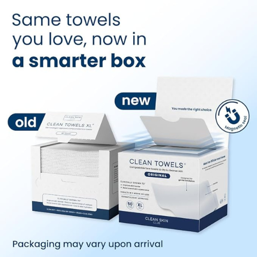Clean Skin Club Clean Towels XL® – 50 Ct | Biobased Disposable Face Towels |