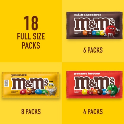 M&M's Milk Chocolate , Peanut & Peanut Butter Candy Box 18 Piece