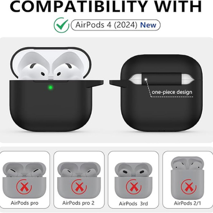 Ljusmicker AirPods 4 Case – Silicone Cover + Cleaner Kit, Black