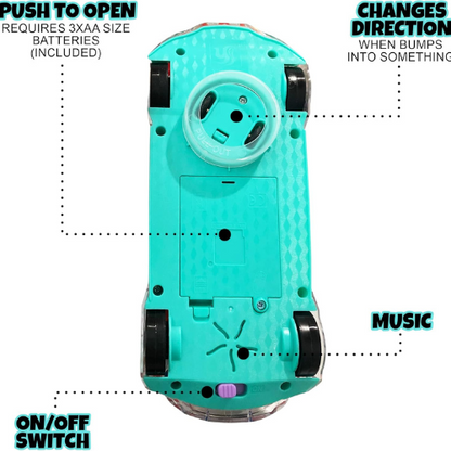 ArtCreativity Light Up Transparent Sensory Car Toy with Music and LED Effects