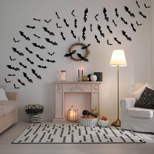DIYASY 3D Bat Wall Decor – 120 Pcs, Waterproof Halloween Stickers