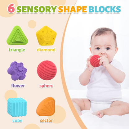 MINGKIDS Montessori Toys for 1 Year Old , 6 Piece Multi Sensory Shape Sorting Set.