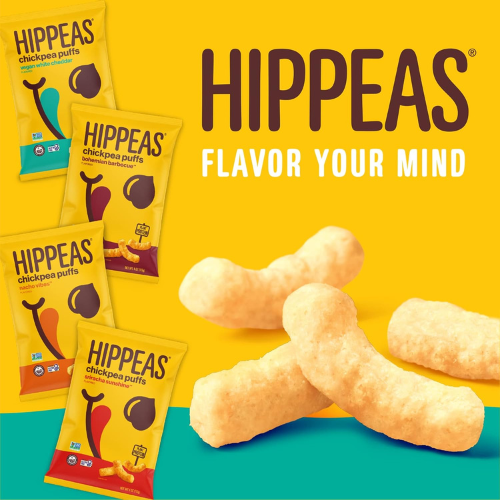 Hippeas Chickpea Puffs Vegan White Cheddar , 0.8 oz Bags , Pack of 6.