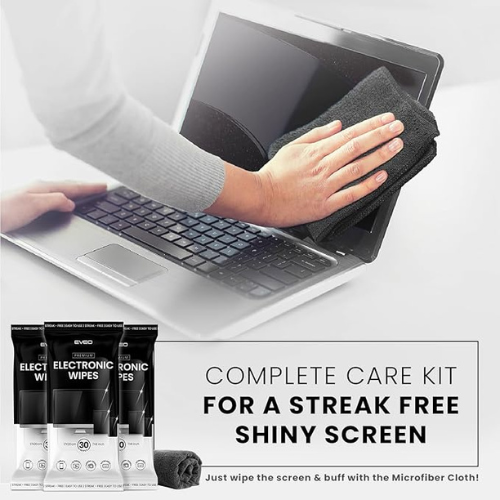 EVEO Screen Cleaning Wipes – 90-Pack + Microfiber Cloth