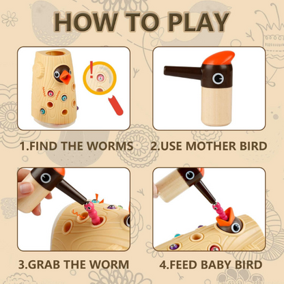 TOP BRIGHT Montessori Woodpecker Worm Toy.
