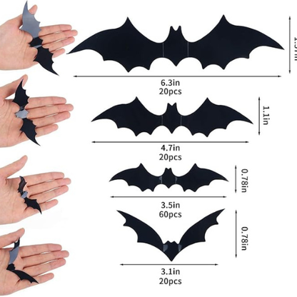 DIYASY 3D Bat Wall Decor – 120 Pcs, Waterproof Halloween Stickers