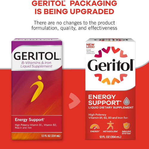 Geritol Liquid Vitamin & Iron Supplement, Energy Support, 12 oz