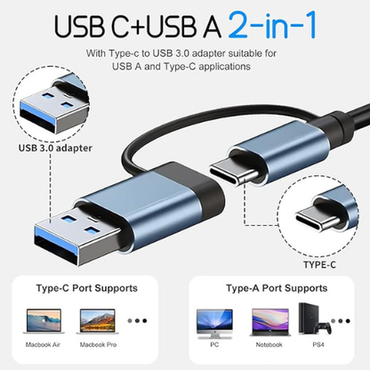 7-in-1 USB Hub – USB-C Multiport Adapter with 1×USB 3.0, 4×USB 2.0, 2×USB-C (Grey)