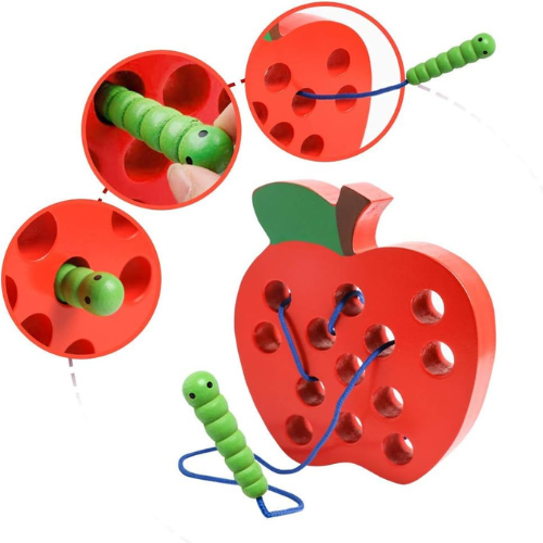 JCREN Wooden Lacing Apple Toy.