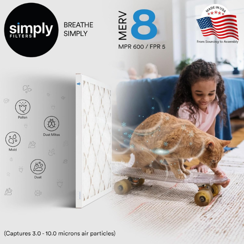 Simply MERV 8 Air Filter – 20x20x1, 6 Pack