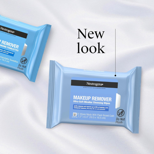Neutrogena Micellar Makeup Remover Wipes – Twin Pack (2 x 25 ct) | Alcohol-Free