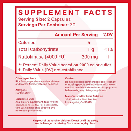 Luma Nutrition Nattokinase Supplement – 4000 FU Japanese Natto for Heart Health,