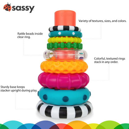 Sassy Stacks of Circles , 9 Piece Stacking Ring STEM Learning Toy