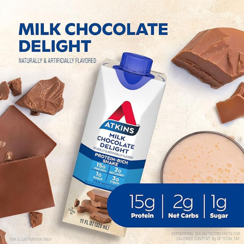 Atkins Protein Shake – Milk Chocolate Delight, 12 Ct
