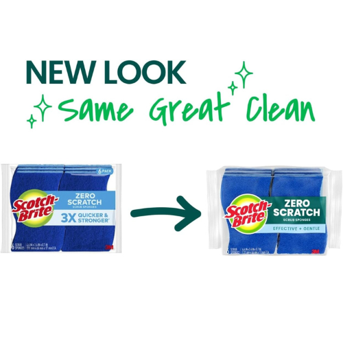Scotch-Brite Zero Scratch Scrub Sponge – 6-Pack, Safe for Nonstick and Multi-Surface Cleaning
