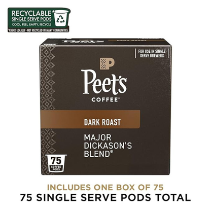 Peet’s Coffee Pods – Major Dickason’s Blend, Dark Roast, 75 Ct