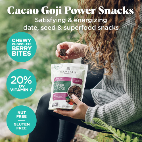 Navitas Organics Superfood Power Snacks Cacao Goji 8oz Bag 11 Servings