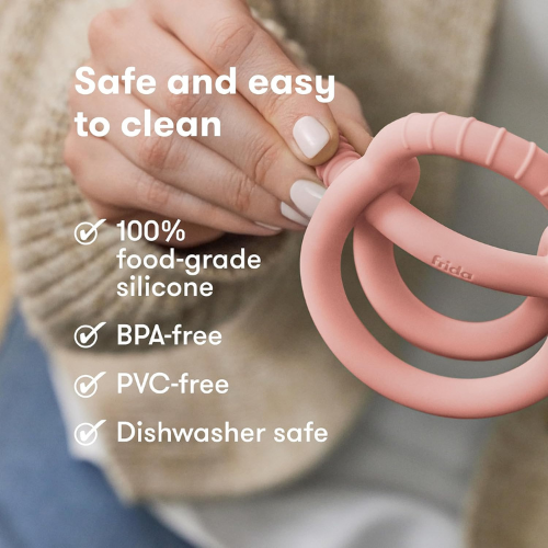 Frida Baby Get A Grip Silicone Teether  BPA Free Teething Toy for Infants (Pink)