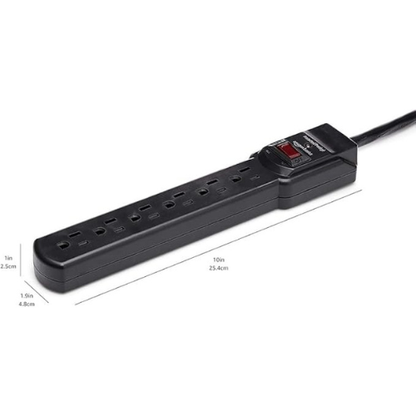 Basics Surge Protector – 6 Outlets, 2ft Cord, 2-Pack