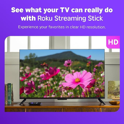 Roku Streaming Stick HD 2025 – Voice Remote, Free & Live TV
