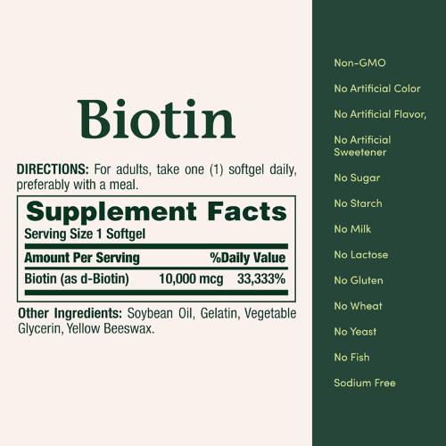Nature’s Bounty Biotin – Hair, Skin & Nails Support, 10,000mcg, 120 Softgels