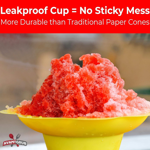 Leak Proof & Drip Catching Reusable Snow Cone Cups , 100 Pack.