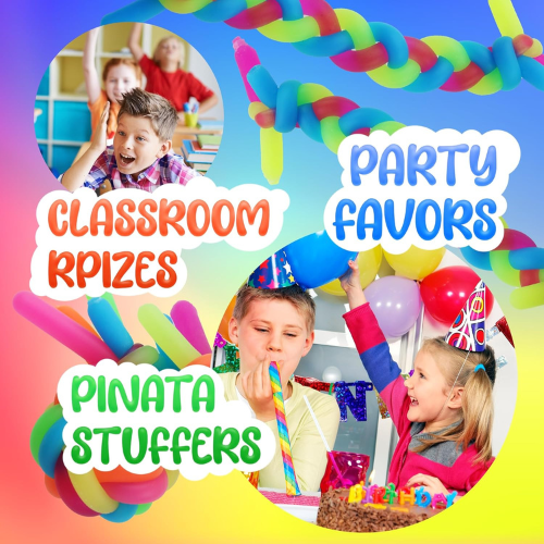 25 Pack Monkey Noodles Fidget Stretchy Sensory Toys for Kids , Toddlers and Autism  Stretchy Strings for Party Favors , Classroom and Easter