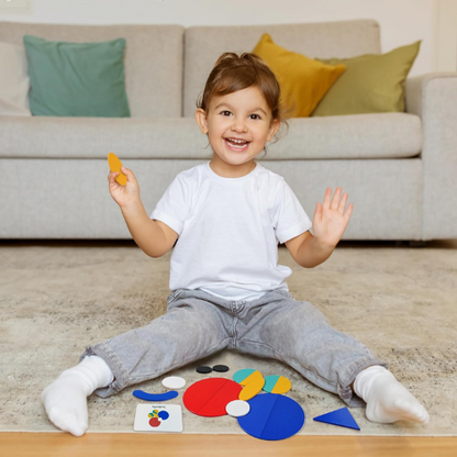 LiKee Wooden Shape Puzzles (36 Blocks & 60 Cards) Preschool Learning Activity & Travel Game.