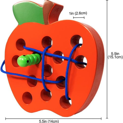 JCREN Wooden Lacing Apple Toy.