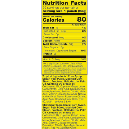 Gushers Fruit Flavored Snacks Family Pack , Tropical & Strawberry ,20 Pouches