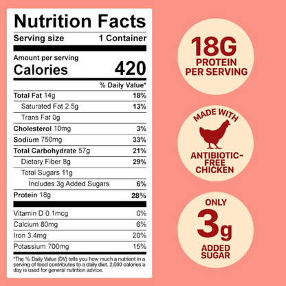 Born Simple Thai Style Chicken Bowl , 18g Protein 11 oz Pack of 3