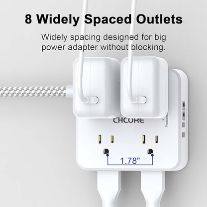 CHCORE Surge Protector Power Strip – 8 Outlets, 4 USB, 5Ft Cord
