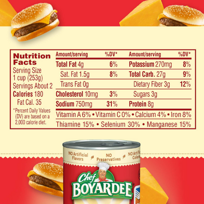 Chef Boyardee Cheesy Burger Macaroni Canned Food , 15 OZ Can