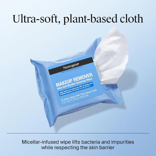 Neutrogena Micellar Makeup Remover Wipes – Twin Pack (2 x 25 ct) | Alcohol-Free