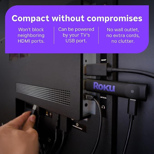 Roku Streaming Stick HD 2025 – Voice Remote, Free & Live TV
