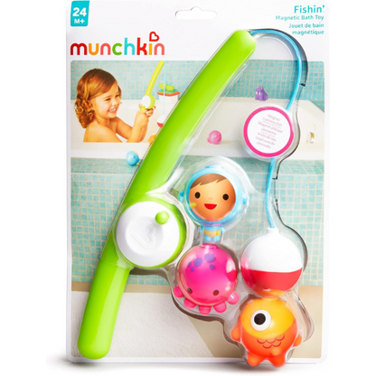 Munchkin Fishin' Magnetic Bath Toy , 4 Piece Floating Fishing Set