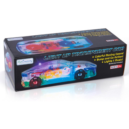 ArtCreativity Light Up Transparent Sensory Car Toy with Music and LED Effects