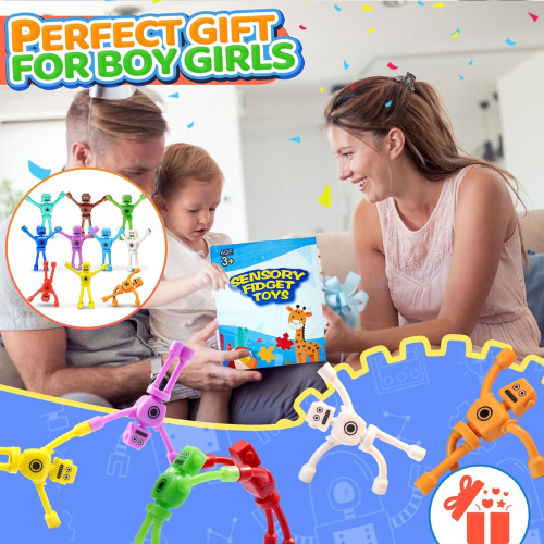 Magnetic Robot Men Travel Toys 5PC Fidget Magnets for Kids , Sensory Classroom & Road Trip Activities (Ages 3-8)