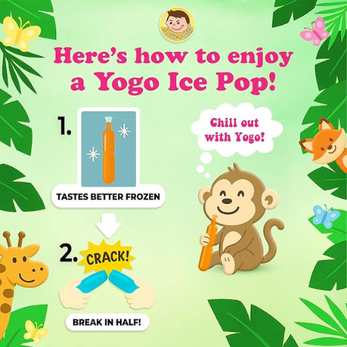 JOSH BOSH Yogo Ice Pops – 6-Pack (60 Tubes), Fat-Free Yogurt Snacks
