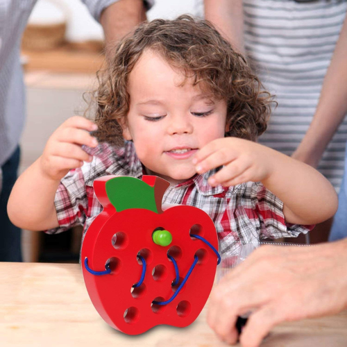 JCREN Wooden Lacing Apple Toy.