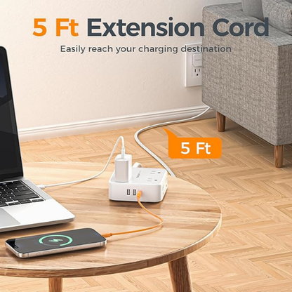 TESSAN Power Strip – 8 Outlets, 3 USB, 5Ft Cord, 900J
