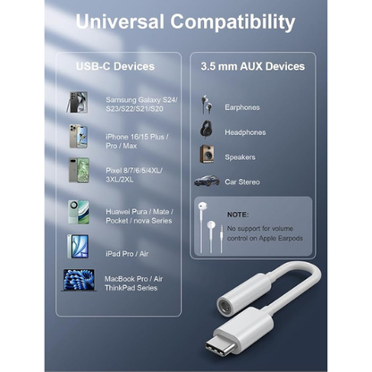 USB-C to 3.5mm Audio Adapter – HiFi 2-Pack, Type-C to Aux