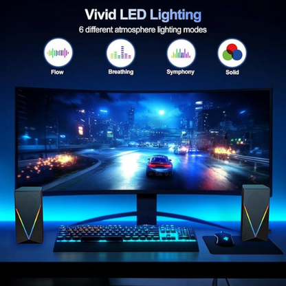 RGB Desktop Computer Speakers – USB Powered, Aux & Headphone Jack