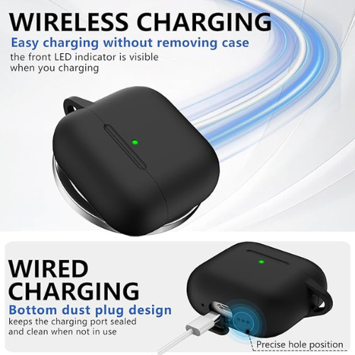 Ljusmicker AirPods 4 Case – Silicone Cover + Cleaner Kit, Black
